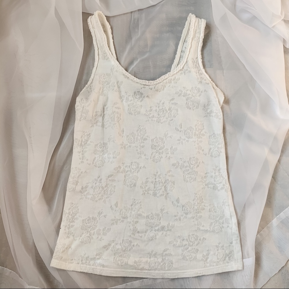 Topshop Rose Imprint White Tank